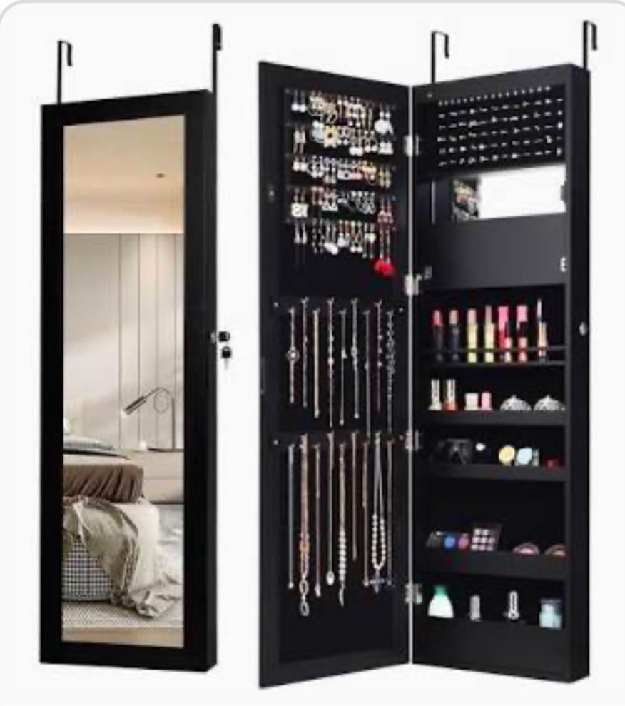 Over The Door Mirror Jewelry Organizer Black Please Check My Other Listings