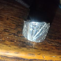 Mens ace card ring silver