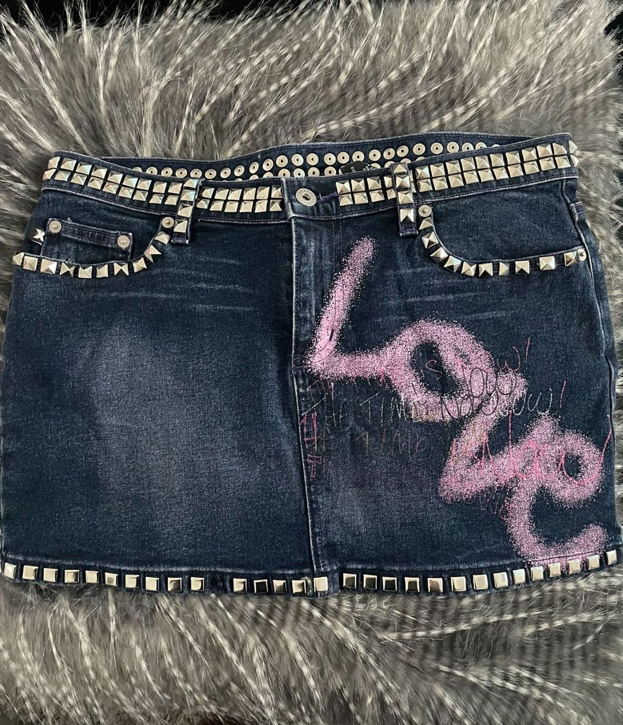 Studded Jean Skirt