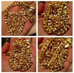 14K Italy Gold Plated Flat Ribbed Cuban Necklace