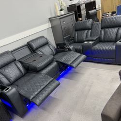 Power Recliner Sofa Set With LED Light 🥳🥳🥳