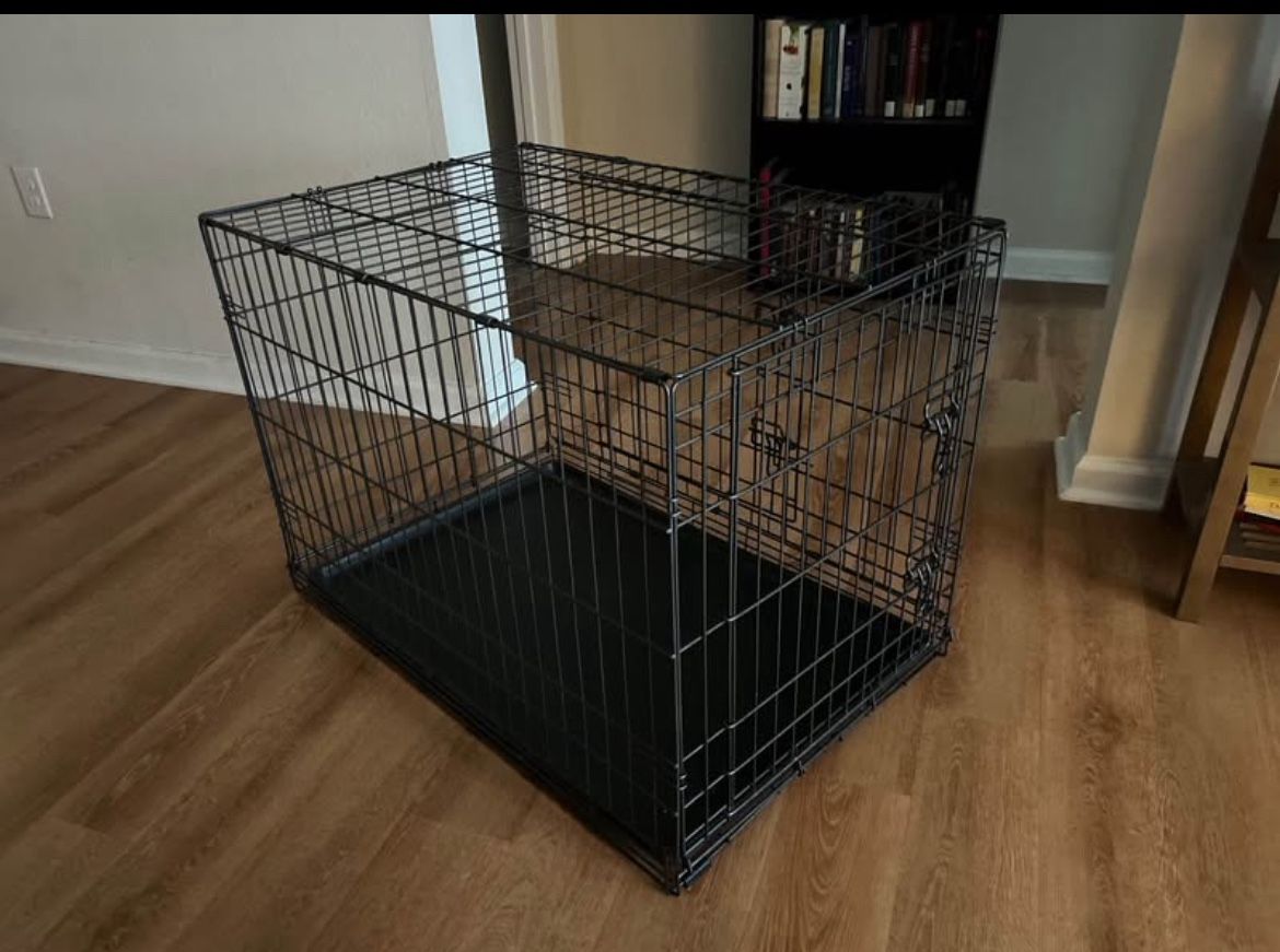 Heavy Duty Fold & Carry Double Door Collapsible Wire Dog Crate, Med/Large