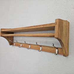 Wood Coat Rack Wall Shelf Wall Mounted