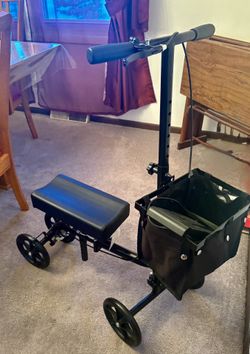 Folding Knee Scooter with Adjustable Height and Storage Bag - PRACTICALLY BRAND NEW 