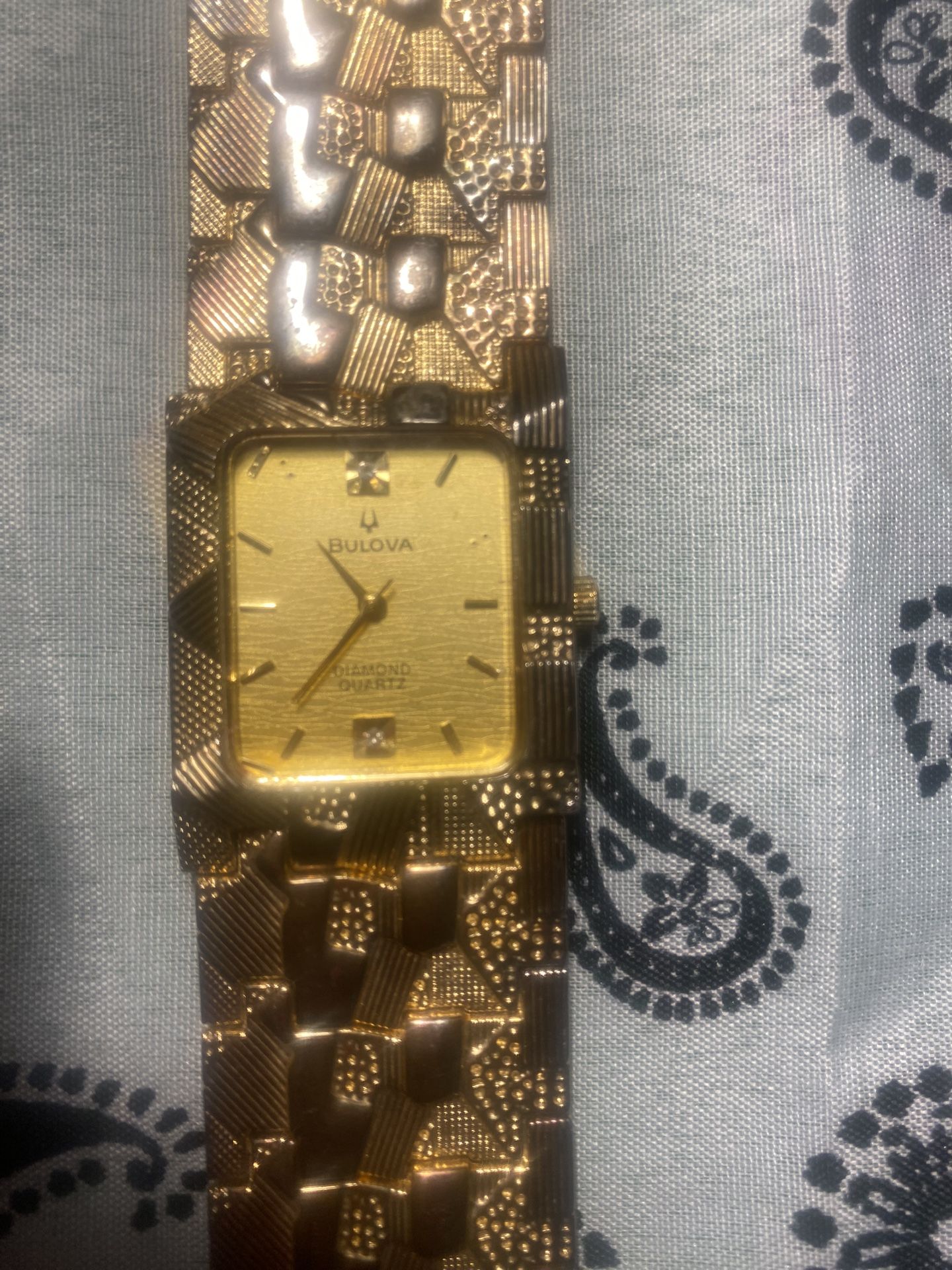 Wrist Watch Bulova 18k Gold Watch 185776 Reloj Bulova Diamond