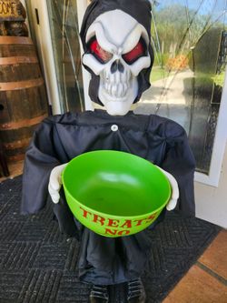 Grim Reaper with treat candy bowl Halloween Decoration