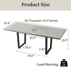 Modern Mid-Century Dining Table  for 6-8 People Kitchen Dining Room Table  Extendable Solid Wood Dining Table 