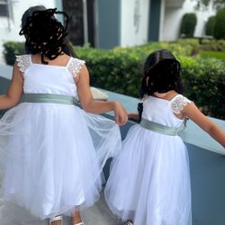 Girls Satin/Tulle Flower Girl Dresses Size 4 And 8