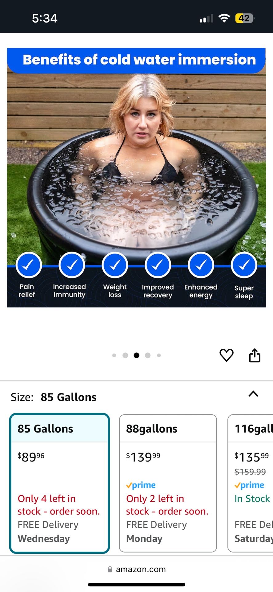 New 85 Gallons Plunge Ice Tub