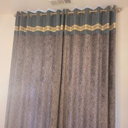 Curtain, Linen, and Curtain Rod 9.5 Ft Tall, Upto 8 Ft Wide