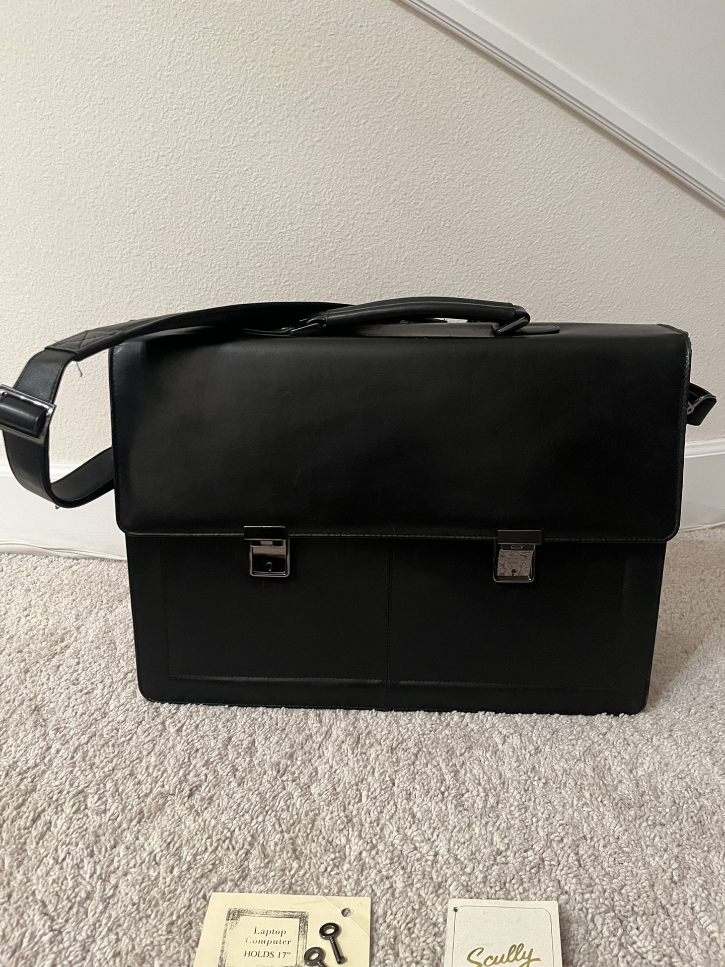 Black Leather Sculley Briefcase