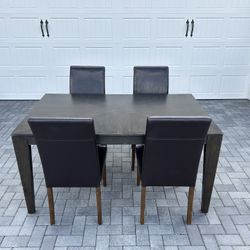 5 Piece Dining Table Set with 4 Chairs (Dark Wood)