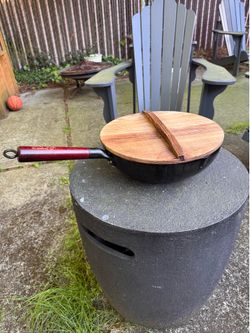 Squad Up Cast Iron Skillet with Wooden Lid