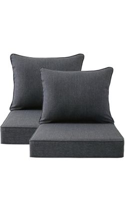 Unimatta Set of 2 Outdoor Patio Chair Cushions, 24 x 24 Inches, Water-Repellent, Fade-Resistant, Deep Seat and Back Cushion for Backyard, Sofa, and Pa