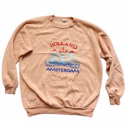 Vintage Amsterdam weed culture rainbow Shirt  Retro 420 peace couture thin sweatshirt   Please note minor pilling   Feels like a poly blend  24.5” sho
