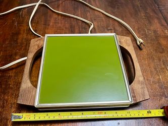 Vintage MCM Jaxton Electric Food Warmer - Walnut & Avocado Green