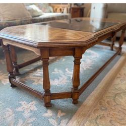 Wood and Glass Coffee Table with Octagonal Shape