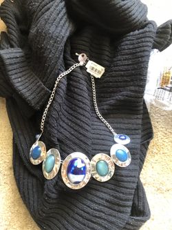 Blue HAM CABLE NECKLACE NEW