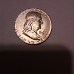 1961 Benjamin Franklin Half Dollar Coin, BU, 90% Silver