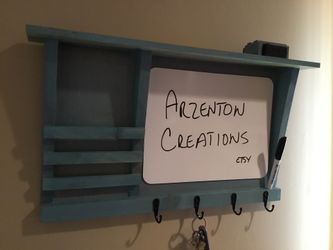 Memo Board Key Holder Mail Holder Dry Erase Memo Board Large Top Shelf Vintage Aqua Entryway Organizer