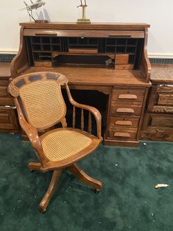 Antique Oak Desk And Chair