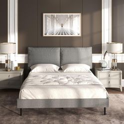 Queen Bed Frame W/ Upholstered Headboard 
