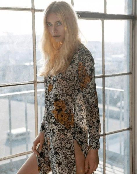 H&M Floral Sheer Button Up Tunic Dress Split Sides Top Women's Size 4 S Small M Medium
