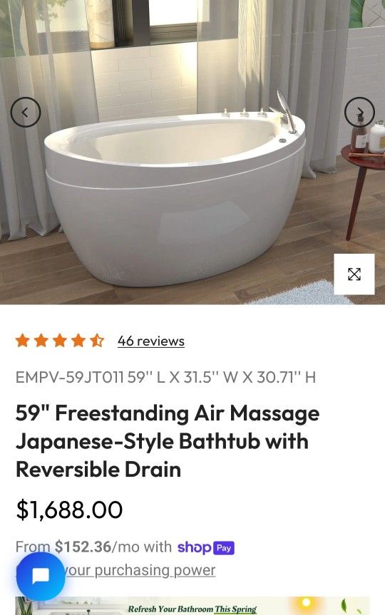 Japanese style 59 in. Acrylic Deep Soaking Freestanding Bathtub with Faucets and Integral Seat