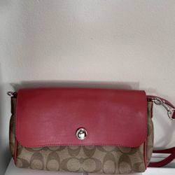 ⭐ Authentic Coach Signature Small Crossbody – Reversible Red/P