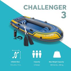 Intex Challenger 3 Inflatable Boat (3-Person) — No Pump + 1 Oar Pole Missing