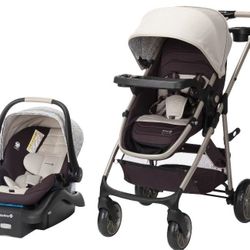 Safety 1st Deluxe Grow and Go Travel System Stroller and Car Seat Combo, 8-in-1 Travel System, Weight Capacity 4-30 lbs, Dunes Edge