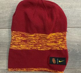 Team Nike USC Trojans beanie Knit Hat Pom Adult Unisex One Size reversible