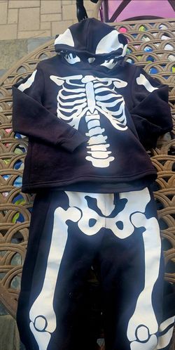 Kids pant and sweater skeleton Halloween outfit costume 6/8