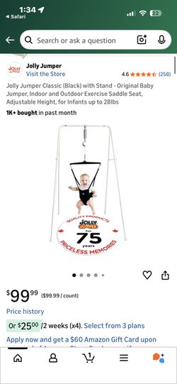 Jolly Jumper Classic w/ Stand – Like New, $100 Retail