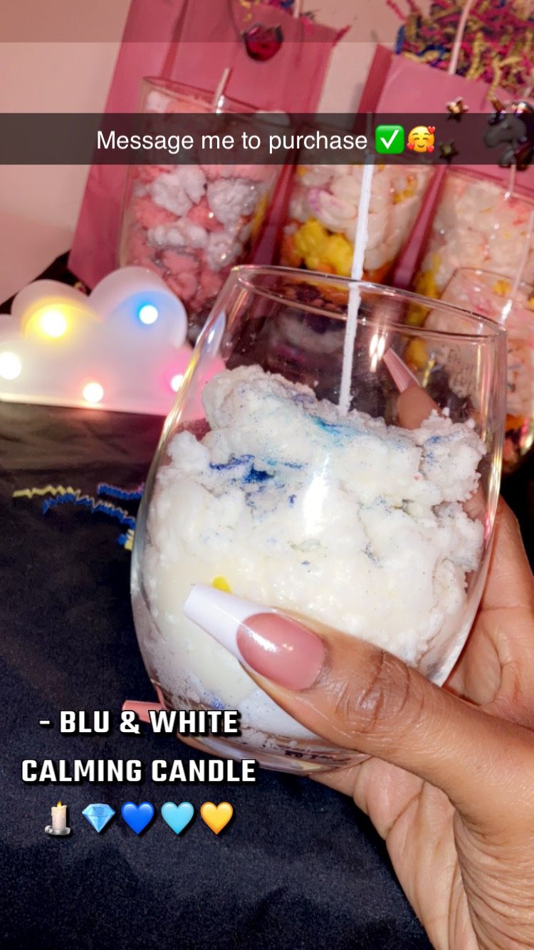 White & Blue Calming Candle🩵🫶🏽✨