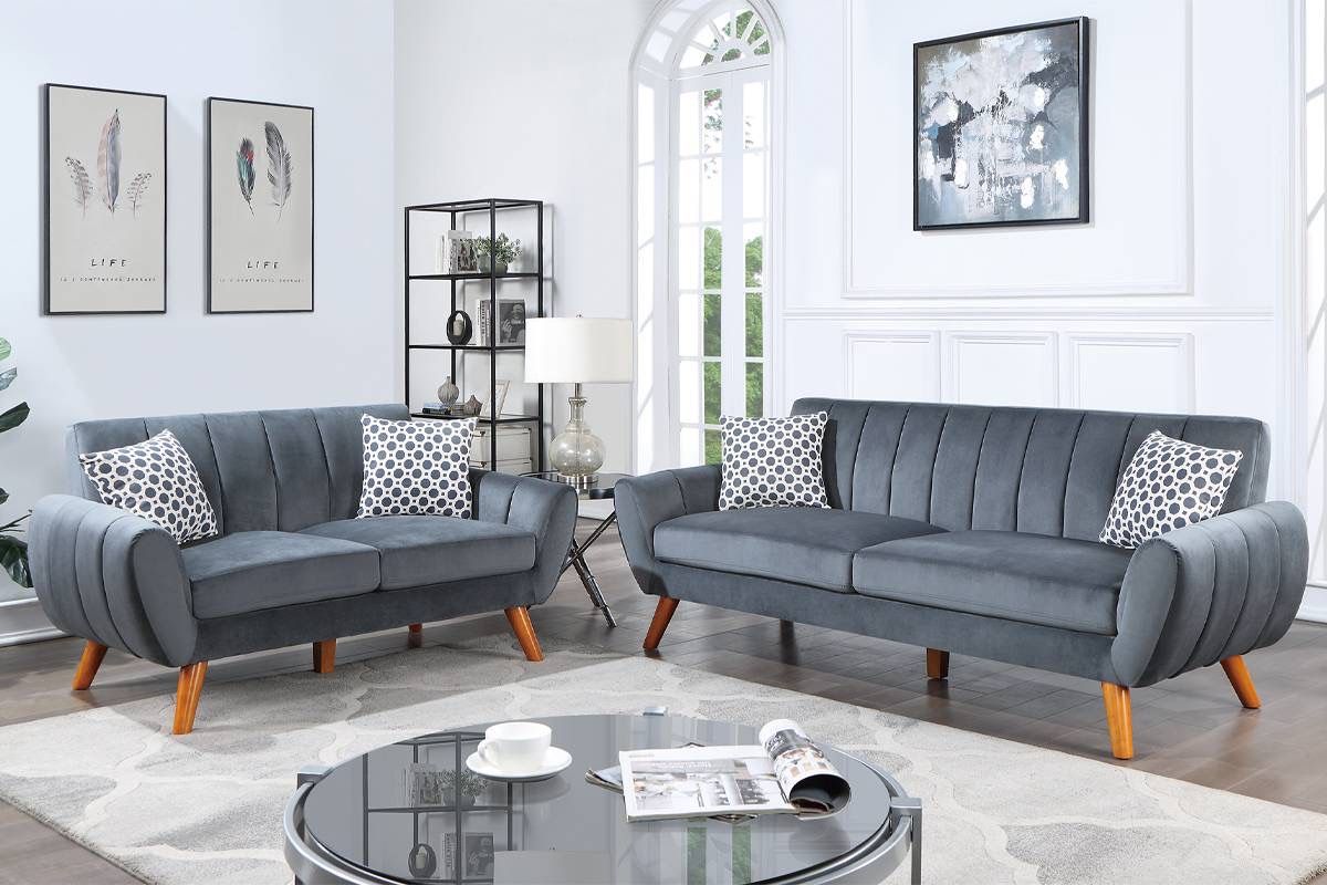 Gray Sofa And Love Seat Set 
