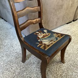 Children's Vintage Chair Needlepoint Seat