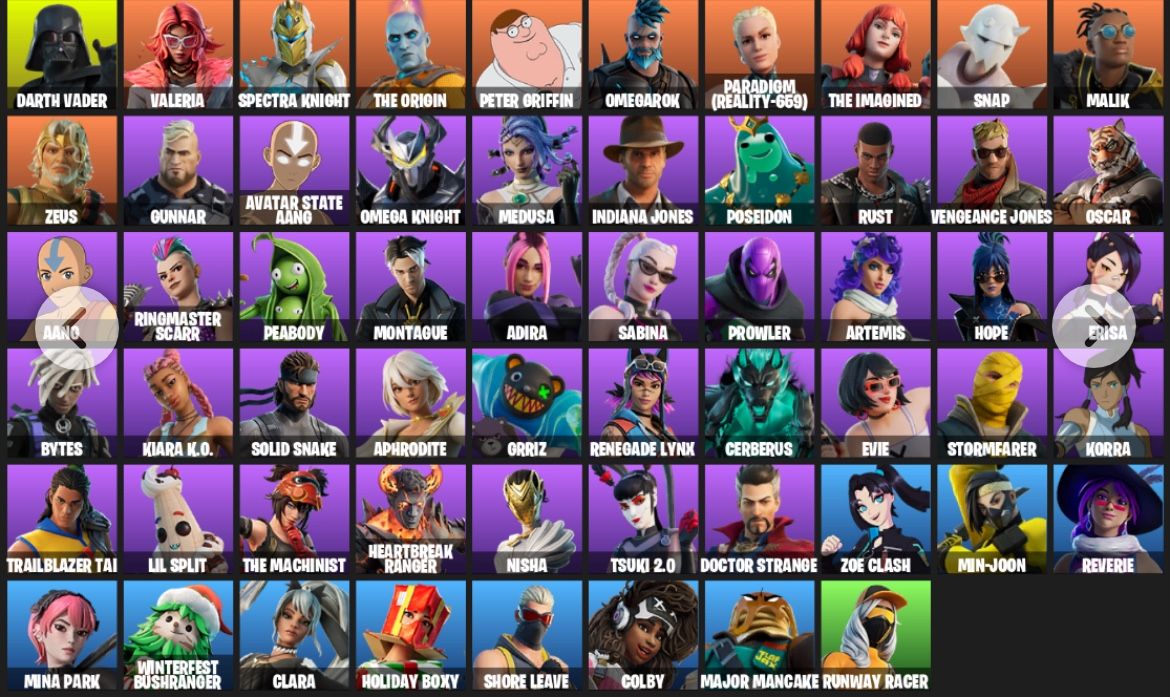 [PC/PSN] | 58 skins | Darth Vader | Valeria | Spectra Knight | The Origin | Peter Griffin | Omegarok | Paradigm (Reality-659) | The Imagined | Snap | 