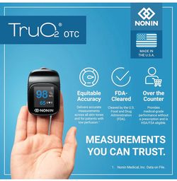 Nonin TruO2 OTC Pulse Oximeter 3250 – FDA-Cleared Blood Oxygen Monitor, Medical-Grade Accuracy, Fingertip Pulse Oximeter, Apple Health Compatible