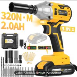 320 N.M Impact Wrench, 21V 1/2 Inch Brushless Power Impact Driver.