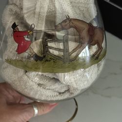 Mid Century Abercrombie & Fitch Frank Vosmansky painted Equestrian pitcher