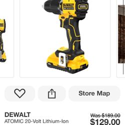 DEWALT ATOMIC 20-Volt Lithium-lon Cordless 1/2 in. Compact Hammer Drill with 3.0Ah Battery, Charger and Bag
