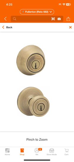 Tylo Antique Brass Exterior Entry Door Knob and Double Cylinder Deadbolt Combo Pack