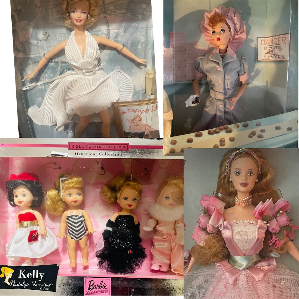 Collectible Vintage Barbies In Box/ I Love Lucy, Marilyn Monroe, 4 Mini Collectors, Rose Barbie