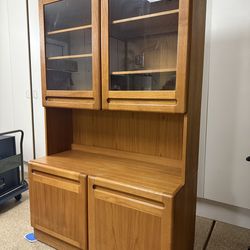 Danish teak 2 piece cabinet hutch glass display made in Denmark