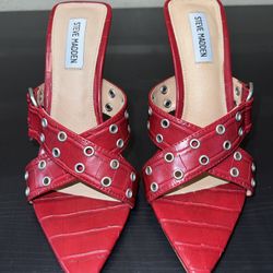 Steve Madden Inez Red Croc Pointed Toe Heels Size 8.5