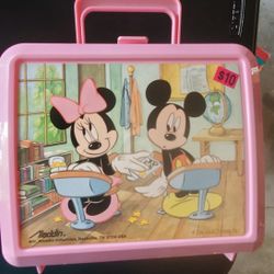 Mickey and Minnie plastic lunch box with thermos