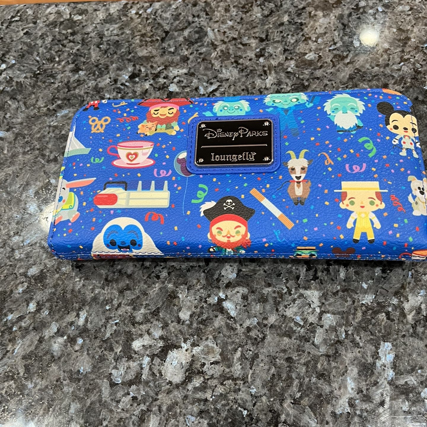 Loungefly Walt Disney World Park Minis Icons Wallet blue Attractions.  Brand New 