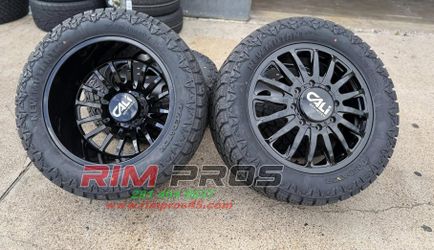 22" all black dually rims w35125022 tires for ford f350 & ram 3500