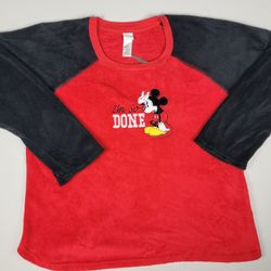 Disney Mickey Mouse Fleece Pajama Long Sleeve Shirt Sleepwear Women's Size 2XL